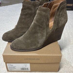 Lucky Brand Brown Ankle Booties with Wedge Heel